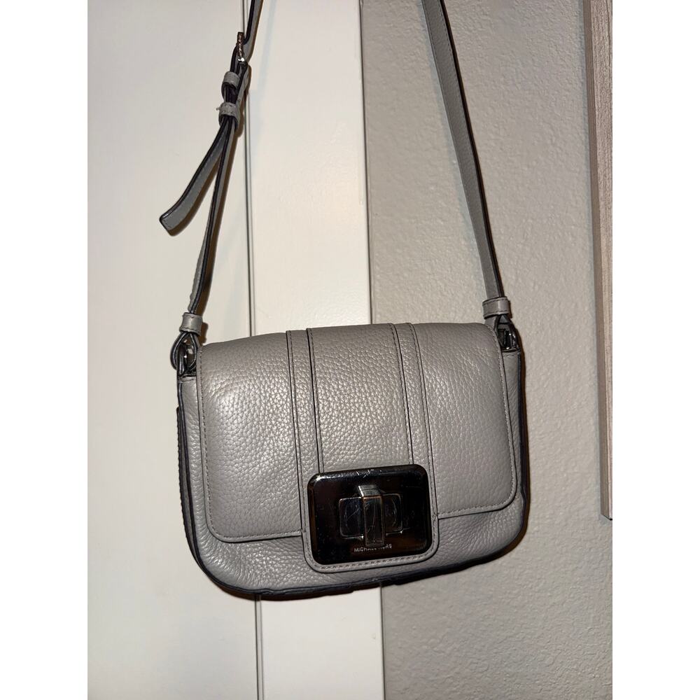 Michael Kors Lila Small Messenger Bag Crossbody Purse Steel Gray Pebbled Leather - Picture 3 of 16